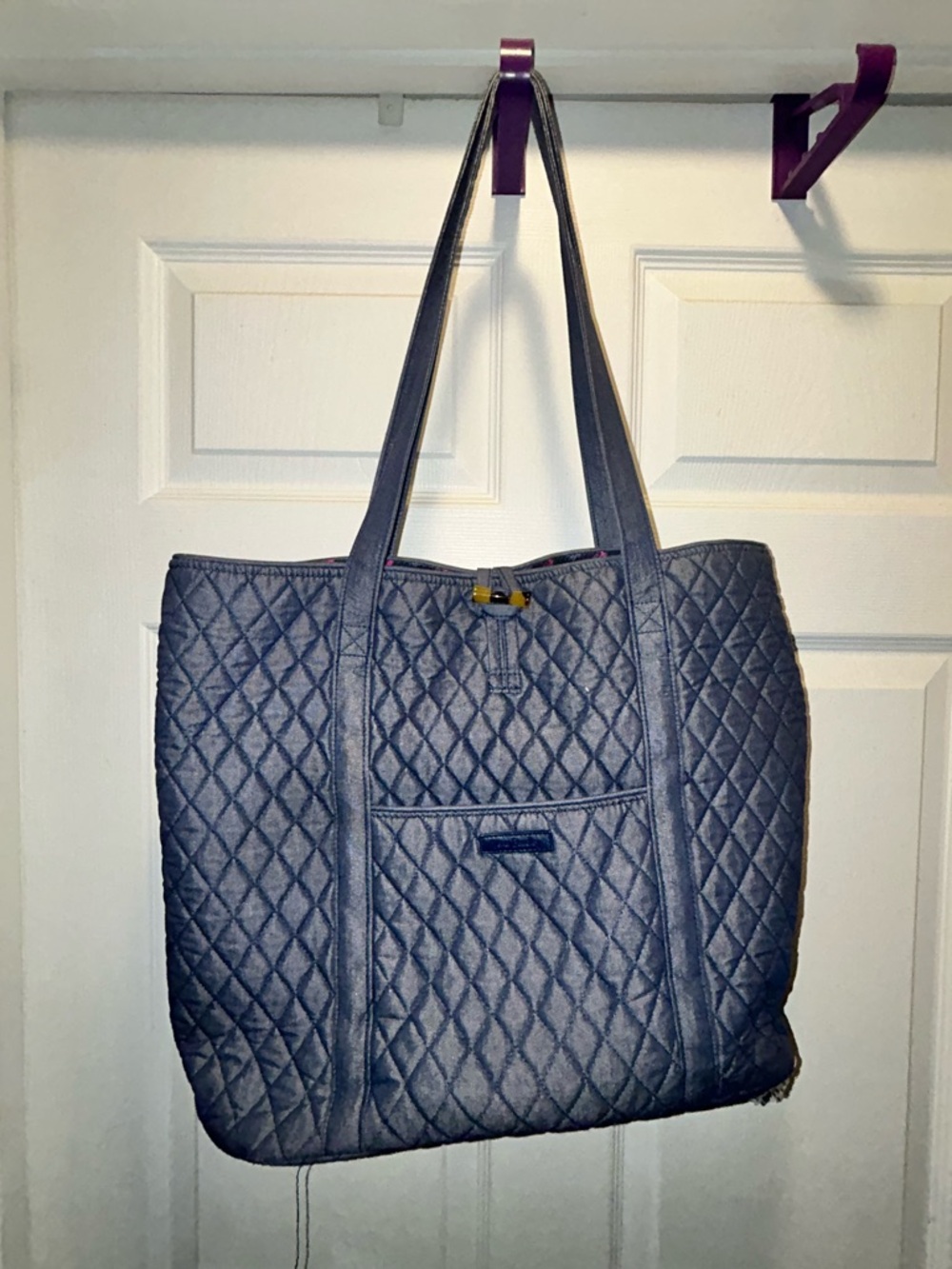 Vera Bradley Quilted Navy Tote with Front Pocket